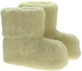 Sheepsjop® Wollen sloffen - 100% schapenwol, Zeemleren zool, Creme - Unisex - maat 39