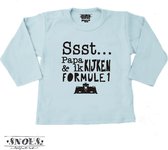 Ssst Papa en ik kijken Formule 1 * Tshirt lange mouwen Baby Blauw * Maat 56 * Baby Cadeau * Kraam cadeau voor Papa's (en Mama's) Geboorte Cadeau * Baby Shower Cadeau* Snoes * Hippe