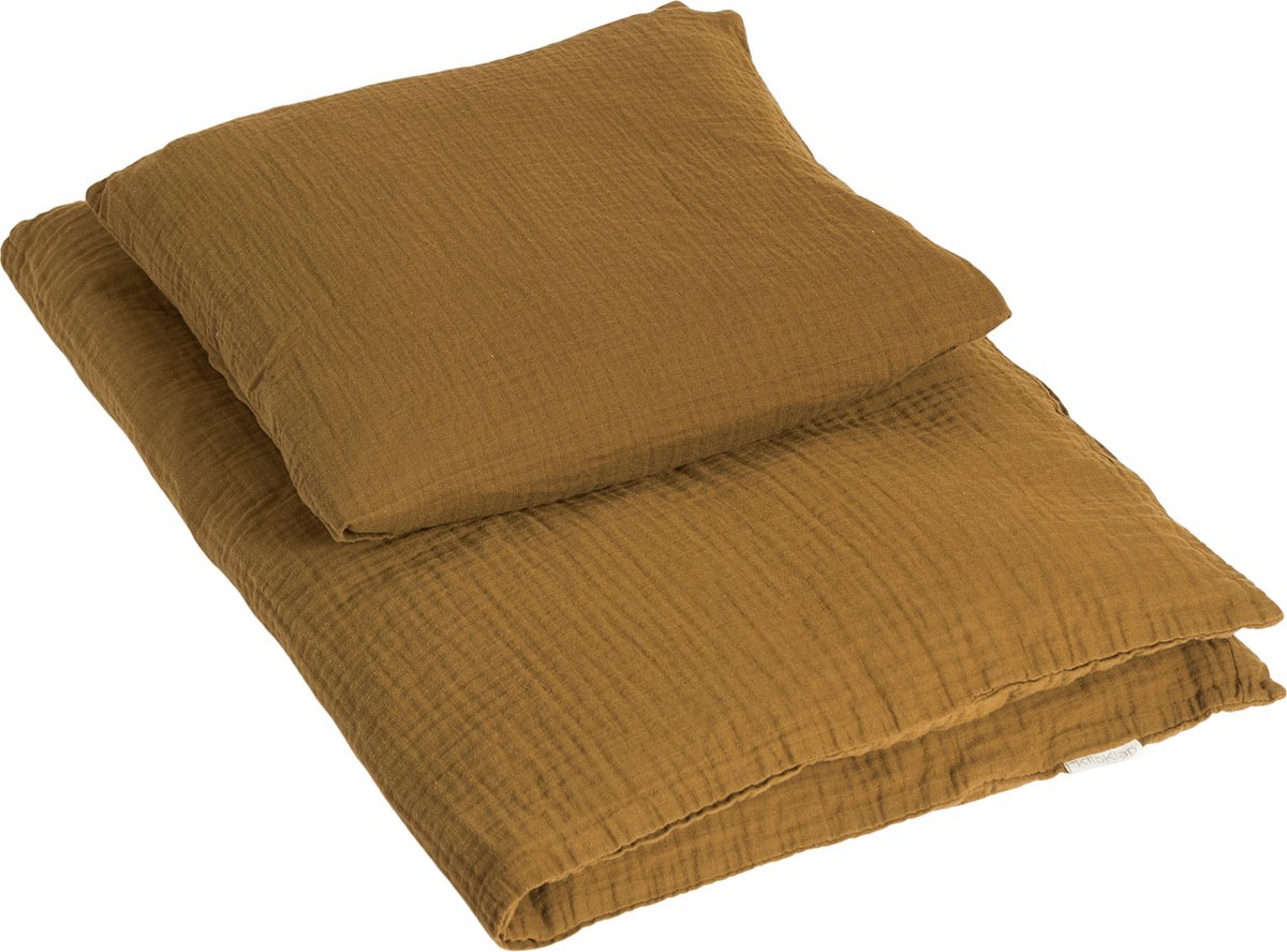 By KlipKlap dekbedovertrek + kussensloop eenpersoons Golden brown - Bed linen - 140 x 200 cm - 63 x 60 cm