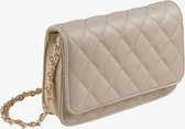Beige leren  tas met gouden ketting