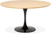 Alterego Ronde design eet-/bureautafel 'GLOBO' van natuurkleurig hout met centrale poot van zwart metaal - Ø120 cm