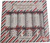 Christmas Crackers - Party Crackers - Mini Kerstmis Spel - Kerstspel - Wie ben ik - Kerst Musthave - Wit / Rood / Groen - Set van 6