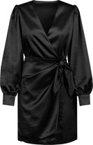 Satin wrap dress black