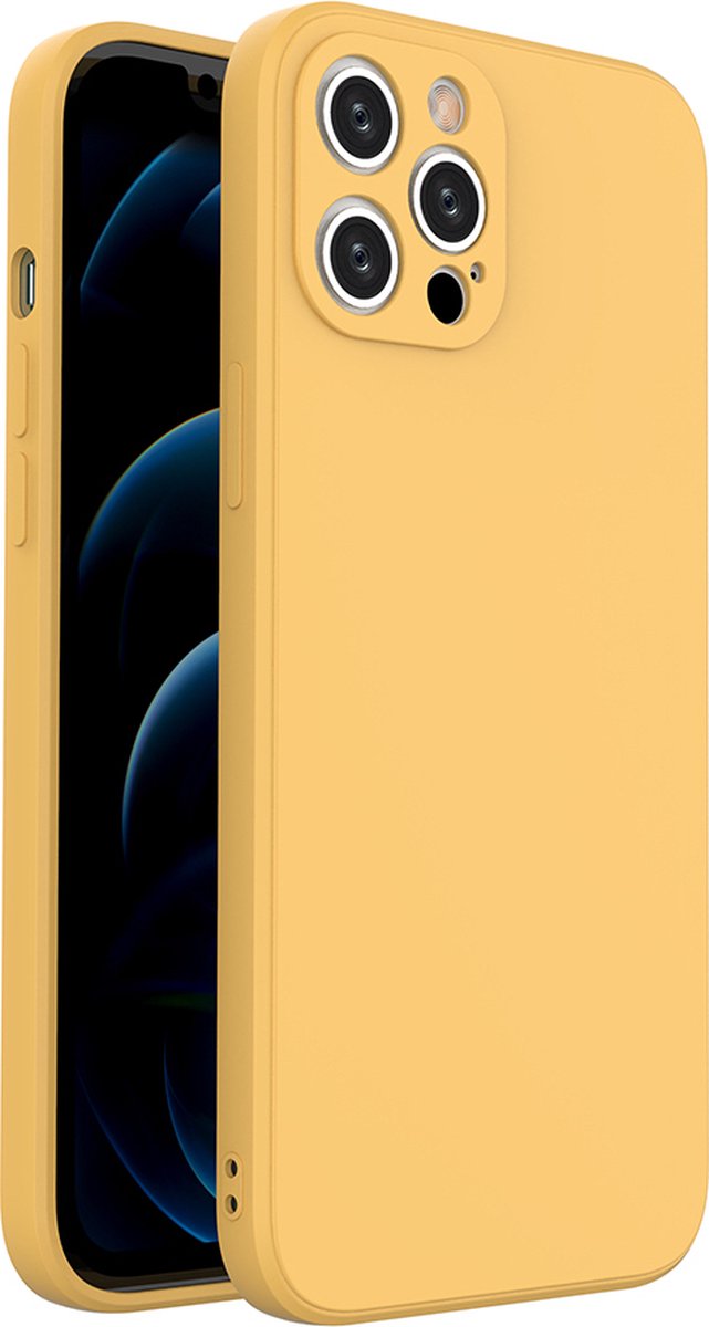 iSolay Ultradun iPhone 12 Pro Hoesje | Shock Proof Case | Siliconen Hoesje | Wasbaar Hoesje | Anti Vingerafdruk Hoesje | iPhone Case | Geel