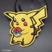Pikachu met pokeball strijk embleem - pokemon patch - patches - stof & strijk applicatie
