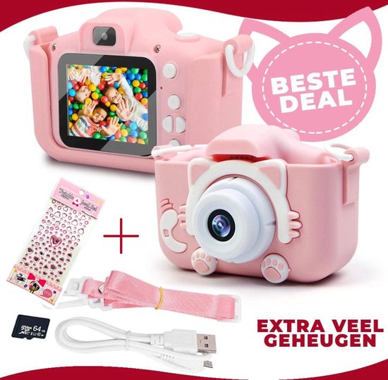Lisiv ® Digitale Kindercamera HD 1080p Inclusief 64GB Micro SD Kaart - Schokbestendig Kinderfototoestel