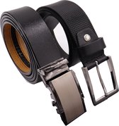 Heren riem echt Leer met automatische gesp  en Jeans broekriem - 2 Stuks Zwart