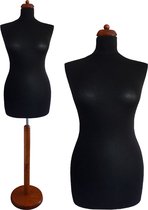 Paspop Dames buste-mannequin-torso - DB Rond - Etalagepop - Zwart - 40/42 - Verstelbaar