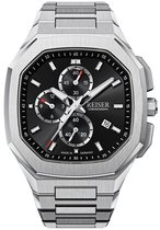 REISER Alpen Chrono - Zwarte wijzerplaat met stalenband (Gemaakt in Duitsland) - Heren Horloge 41mm