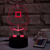 Klarigo®️ Nachtlamp – 3D LED Lamp Illusie – 16 Kleuren – Bureaulamp – Squid Game Lamp – Sfeerlamp – Nachtlampje Kinderen – Creative lamp - Afstandsbediening