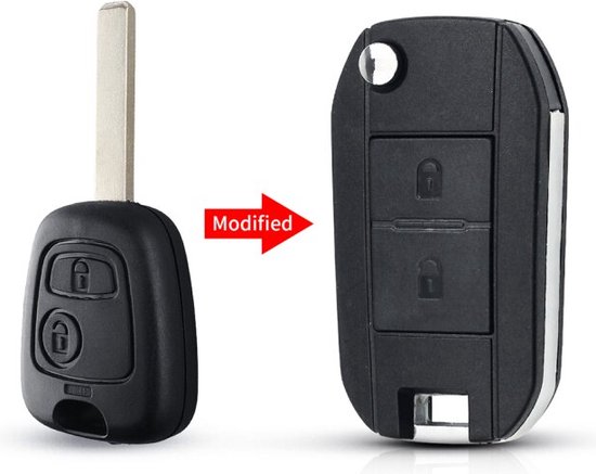 2 Knoppen klapsleutel ombouwset sleutelbehuizing geschikt voor Peugeot / Citroen / Toyota Aygo.