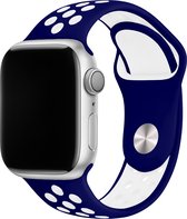 Sport watch bandje - Donkerblauw / Wit - 42/44/45mm - M/L - Series 1 2 3 4 5 6 7 SE - Geschikt voor Apple Watch