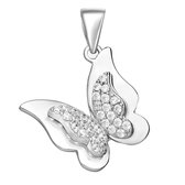 EAR IT UP - Hanger - 3D - Vlinder - Butterfly - Gerhodineerd zilver - Zirkonia - Pavézetting - 23 x 17 mm - 1 stuk