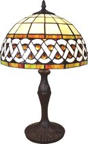 Tiffany Tafellamp Ø 31*43 cm E27/max 1*40W Wit Kunststof, Glas Tiffany Bureaulamp Tiffany Lampen