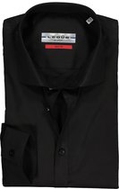 Ledub Stretch Slim Fit overhemd - zwart - Strijkvriendelijk - Boordmaat: 44