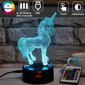 Nachtlampje Kinderen – 3D Night Light – LED Lamp – 3D Lamp – Tafellamp Slaapkamer – Night Lamp – Nachtlichtje – Verjaardagscadeau – Unicorn