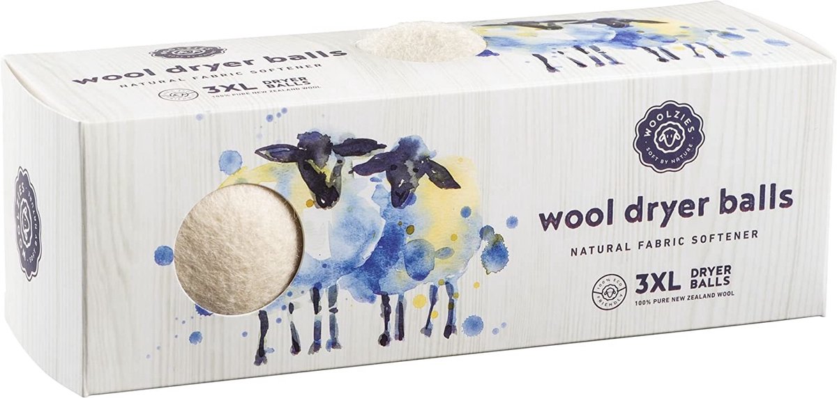 Goedkoopste Woolzies Wool Dryer Balls Organic Our Big Wool Spheres are the Best Fabric Softener | 3-Pack XL Dryer Balls for Laundry is Made with New Zealand Wool | Use Laundry Balls for Dryer with Essential Oils
