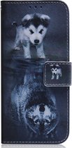 Motorola Moto E20 / E30 / E40 hond en wolf book case wallet hoesje