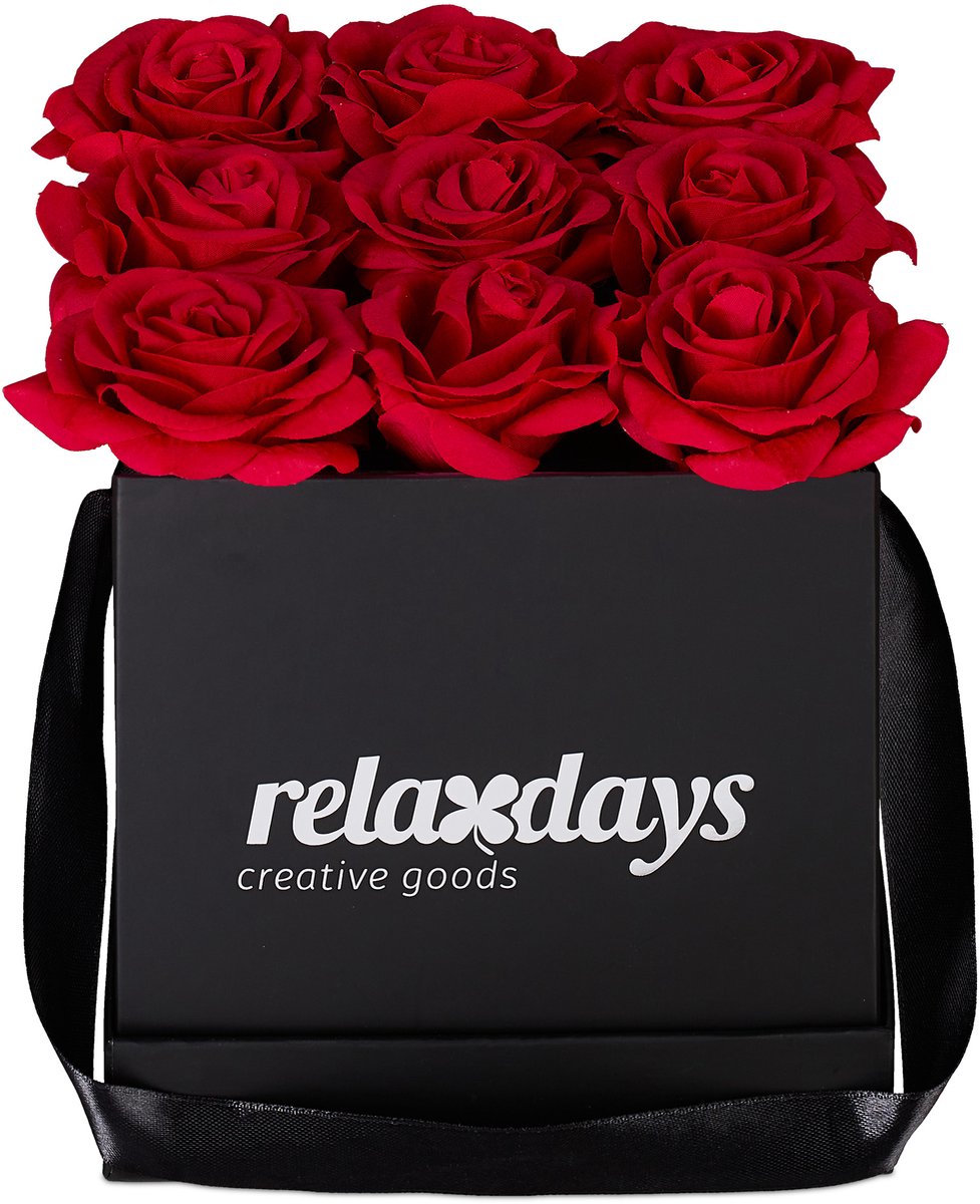 Relaxdays Flowerbox - Boîte De Roses - Roses En Boîte - 34 Roses Artificielles Noir Rose Rond Relaxdays Flowerbox - Boîte De Roses - Roses En Boîte - 34 Roses Artificielles Noir Rose Rond