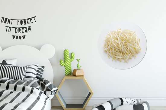 WallCircle - Cercle mural - Cercle mural - Un tas de germes de soja sur une surface blanche - Aluminium - Dibond - ⌀ 60 cm - Intérieur et Extérieur