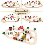 Tiny Land treinset 60 delig - treinbaan, houten spoor, magnetische hijskraan. Vanaf 3 jaar. Houten Speelgoed - Trein - Verjaardag.