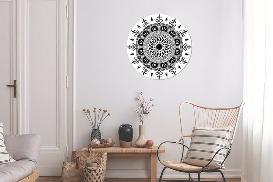 Mandala avec ornements gothiques Sticker mural cercle mural 80x80 cm / cercle papier peint / cercle mural / cercle vivant - auto-adhésif et découpe ronde