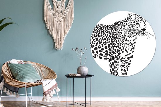 WallCircle - Wall Circle - Wall Circle - Une Illustration d'un Léopard - Aluminium - Dibond - 140x140 cm - Intérieur et Extérieur
