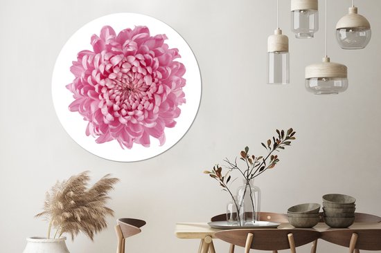 Autocollant de papier peint cercle mural chrysanthème rose ⌀ 140 cm / cercle de papier peint / cercle mural / cercle vivant - auto-adhésif et découpe ronde