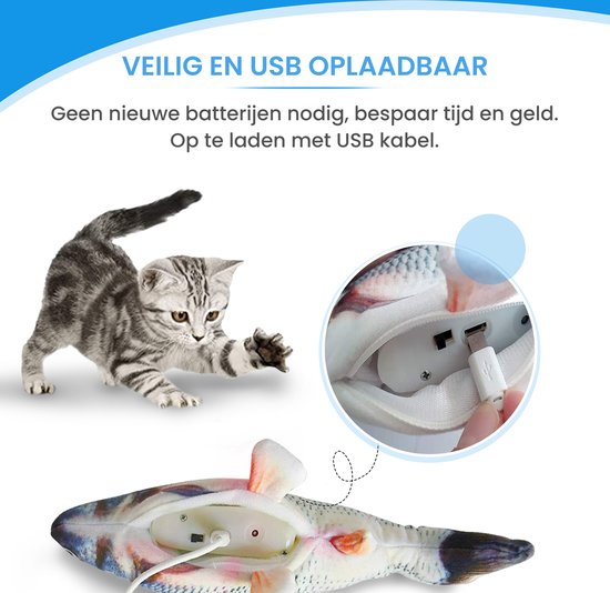 Senneny Jouet électrique pour chat de poisson en mouvement carpe rouge