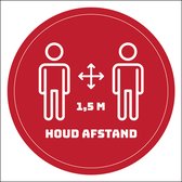 Corona Raamsticker | Houd 1,5 Meter Afstand Sticker | 30cm | Rood