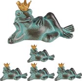 Relaxdays 5x statue de jardin grenouille roi - décoration grenouille - décoration de jardin - figurine
