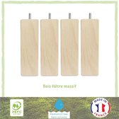 Set vierkante houten poten - L 6 x B 6 x H 17 cm - Pak van 4