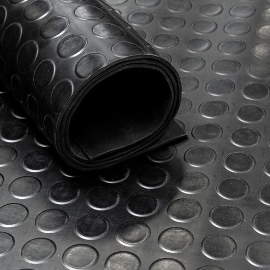 Rubbermat op Rol Noppen 3mm Zwart - Breedte 120 cm - Geurloos Rubber loper