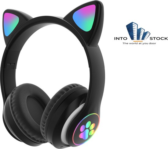 Kinder hoofdtelefoon - cat headphones | Draadloze koptelefoon Bluetooth met  led... | bol.com