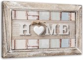 Trend24 - Canvas Schilderij - Thuis Met Hart In Vintage Stijlframe - Schilderijen - Vintage - 90x60x2 cm - Beige