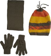 Kitti 3-Delig Winter Set | Muts met Fleecevoering - Sjaal - Handschoenen | 9-15 Jaar Jongens | Veter-02 (K2180-10)