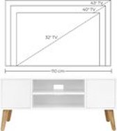 ZAZA Home Tv-kast, tv-rek, lowboard, voor tv tot 43 inch, televisietafel, televisiekast, voor woonkamer, wit-natuurlijke kleuren LTV008W01