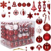 Springos Kerstballen | Kerstversiering | Onbreekbaar | 153 Stuks | Rood/Wit