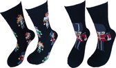 2 PAAR notenkraker sokken - Verjaardag cadeau - Grappige sokken - Kerst sokken - Leuke sokken - Vrolijke sokken - Luckyday Socks - Kerst Cadeau sokken - Socks waar je Happy van wor
