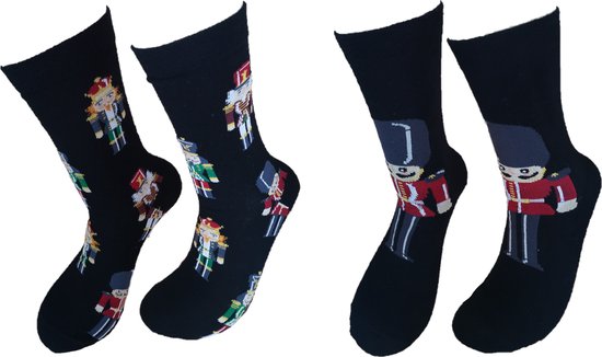 2 PAAR notenkraker sokken - Verjaardag cadeau - Grappige sokken - Kerst sokken - Leuke sokken - Vrolijke sokken - Luckyday Socks - Kerst Cadeau sokken - Socks waar je Happy van wordt - Maat 36-41