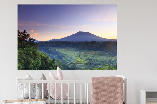 Sticker Muursticker Indonésie - Rizières en Indonésie - 120x80 cm - film adhésif autocollant - sticker mural repositionnable