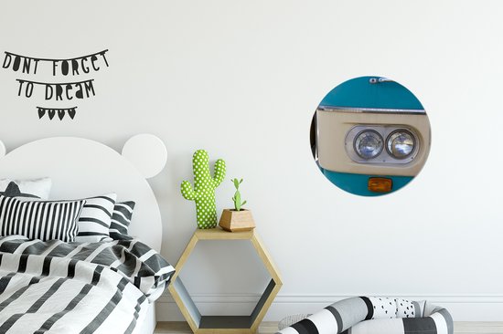 Phares de plaque en plastique de cercle mural VW bus bleu ⌀ 30 cm - impression photo sur cercle mural / cercle vivant (décoration murale)
