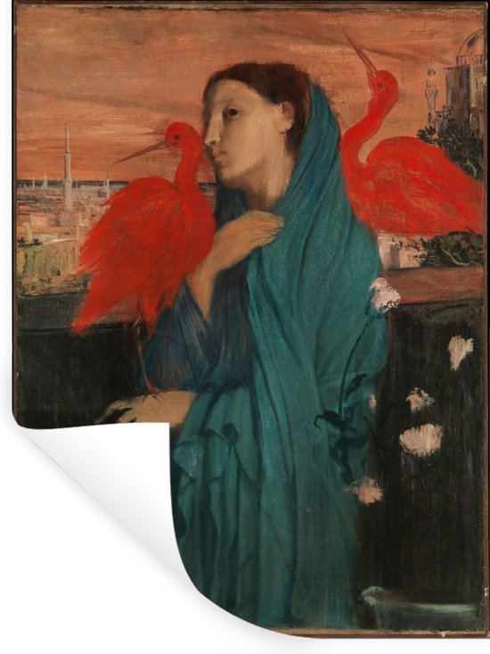 Muurstickers - Sticker Folie - Young Woman with Ibis - Schilderij van Edgar Degas - 90x120 cm - Plakfolie - Muurstickers Kinderkamer - Zelfklevend Behang - Zelfklevend behangpapier - Stickerfolie