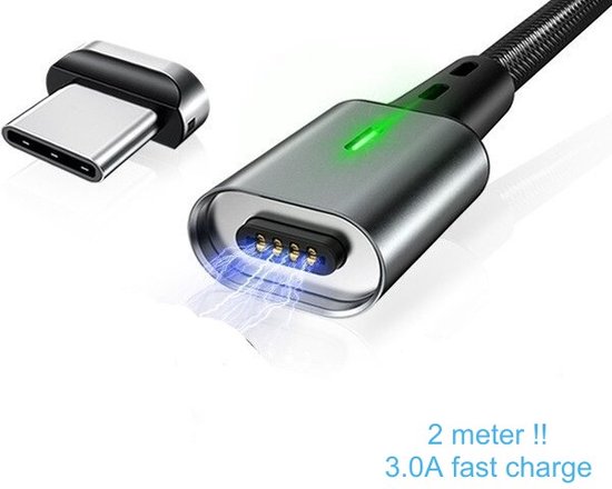 Behoren toenemen Initiatief USB-C - Magnetische Oplaadkabel - 2 Meter Voor Telefoons Met USB-C  Aansluiting | bol.com