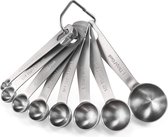 Maatbeker set- 8-Delige - Meetlepels Maatcups - Measuring Cups Spoons - Maatschepjes & Bekers - Plastic/RVS - Grijs