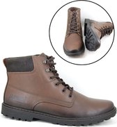 Stravers - Bottes en cuir marron pour hommes Taille 49 Bottes femmes à lacets de grande taille