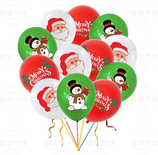 Kerst ballonnen - Set van 6 [Kerstman / Sneeuwpop] - versiering - feestdagen