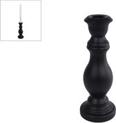 Oneiro’s Luxe kandelaar CHESS ZWART – 7,5x7,5x20cm- kaarsenhouder - waxinelichthouder - decoratie – woonaccessoires – wonen -decoratie – kaarsen – metaal - hout