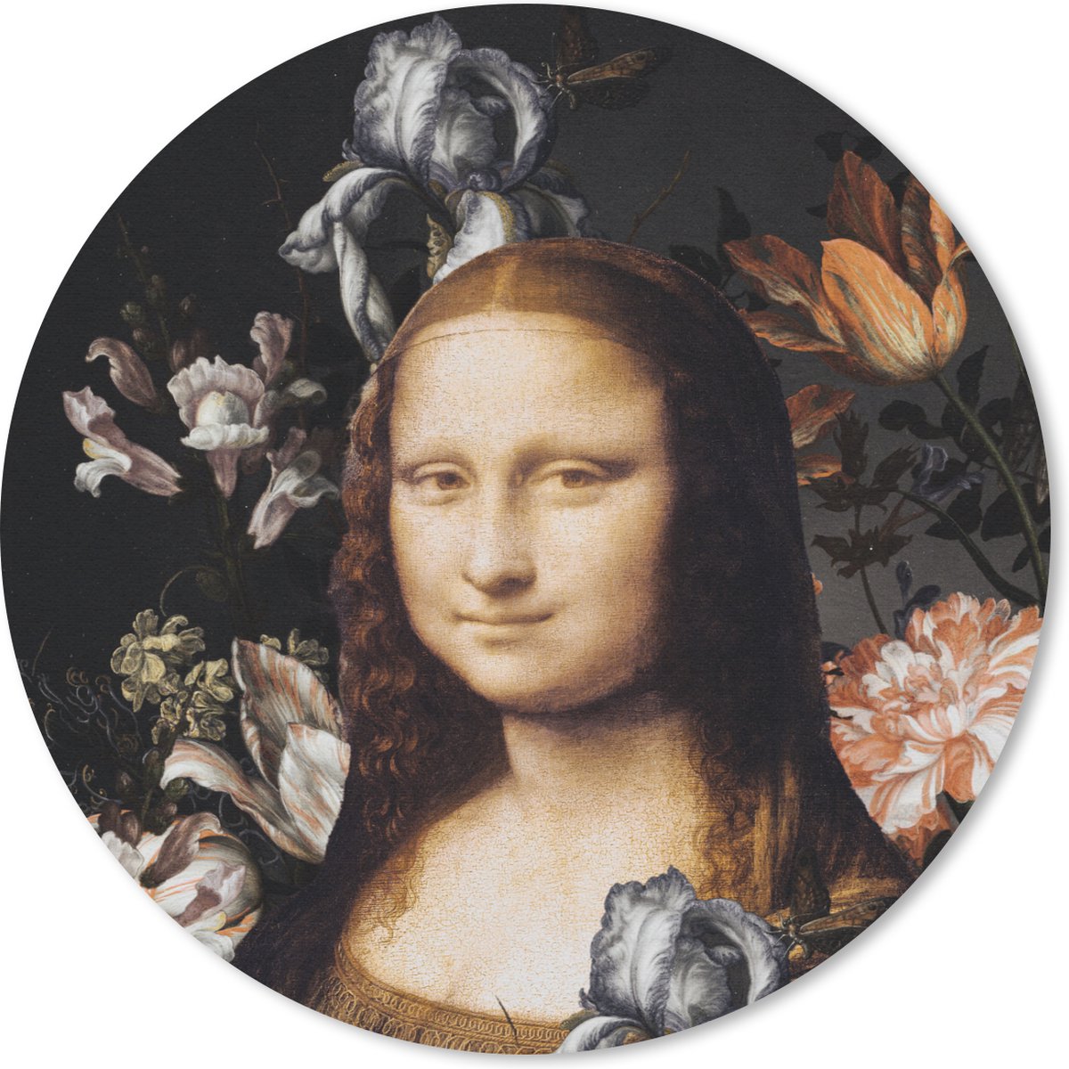 Muismat rond 20x20 cm - Mousepad Mona Lisa - Bloemen - Oude meesters - Ronde muismatten