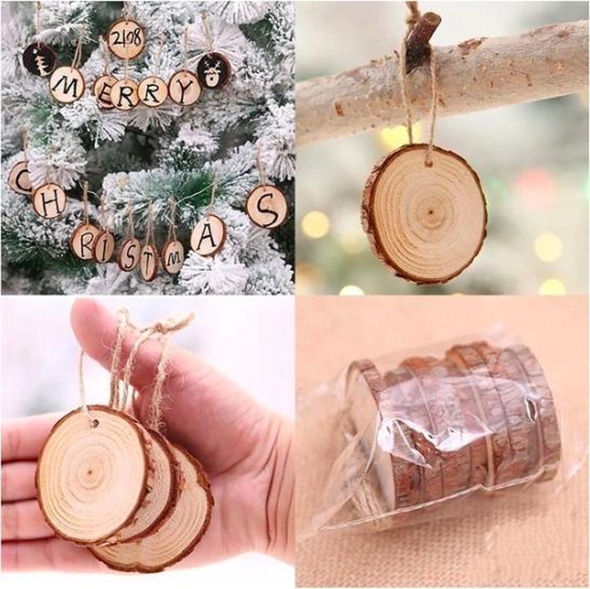 ProductGoods - Kersthangers Massief Hout - 10 Stuks - Kersthangers - Kerstdecoratie - Zelf in te kleuren